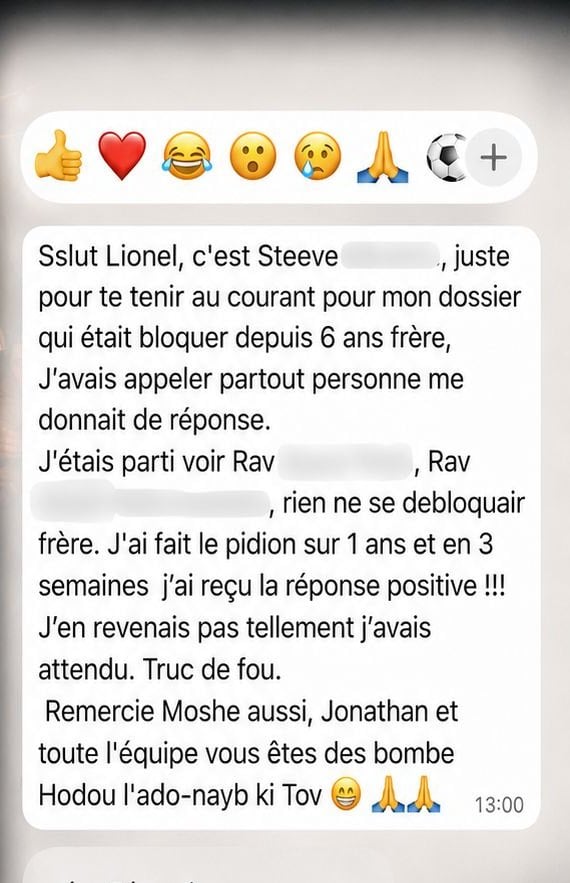Message WhatsApp reçu : « Des délivrances inespérées ». un dossier bloqué depuis six ans débloqué en trois semaines.