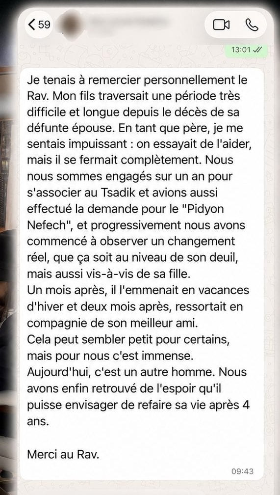 Message WhatsApp reçu : « Des vies transformées ». un père témoigne du retour à la vie de son fils.